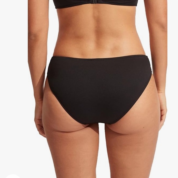 SEAFOLLY Twist Band HIPSTER Full Coverage BIKINI BOTTOM - SIZE 12 BLACK - Picture 3 of 8